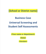 Universal Screening & Student Self-Assessment Business Case for Schools
