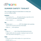 Summer Safety Toolkit Worksheet