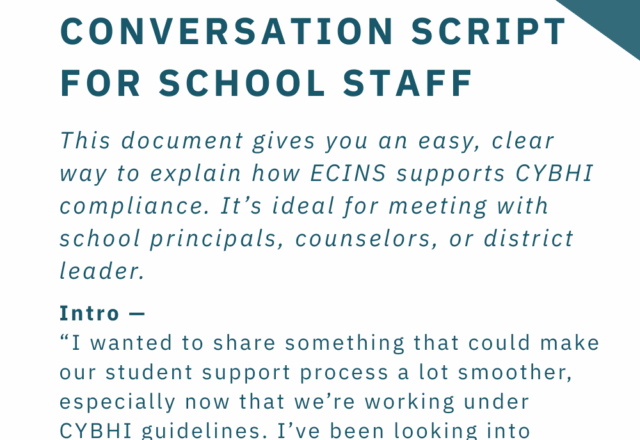 CYBHI – Conversation Script for School Staff