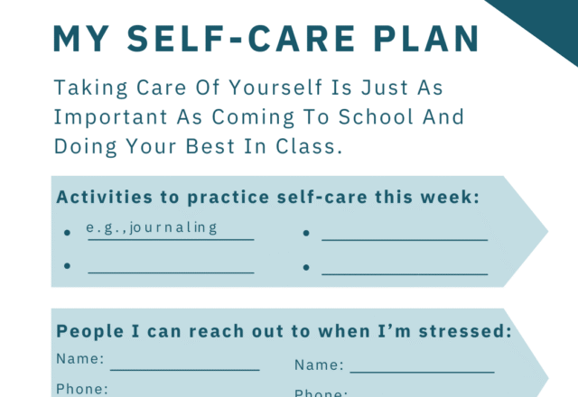 My Self-Care Plan Worksheet