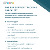 The ESA Service Tracking Checklist