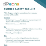 Summer Safety Toolkit Worksheet
